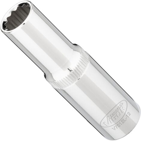 VIGOR Steckschlüsseleinsatz, lang, 1/2 (12,5 mm) Vierkant hohl, Außen Doppelsechskant Profil, SW 12 mm (1/3)