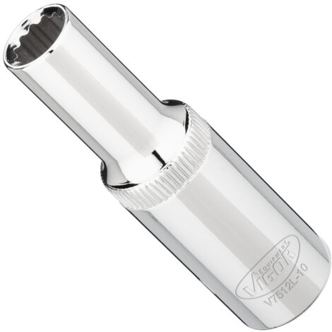 VIGOR Steckschlüsseleinsatz, lang, 1/2 (12,5 mm) Vierkant hohl, Außen Doppelsechskant Profil, SW 10 mm (1/3)