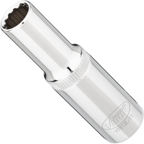 VIGOR Steckschlüsseleinsatz, lang, 1/2 (12,5 mm) Vierkant hohl, Außen Doppelsechskant Profil, SW 11 mm (1/3)