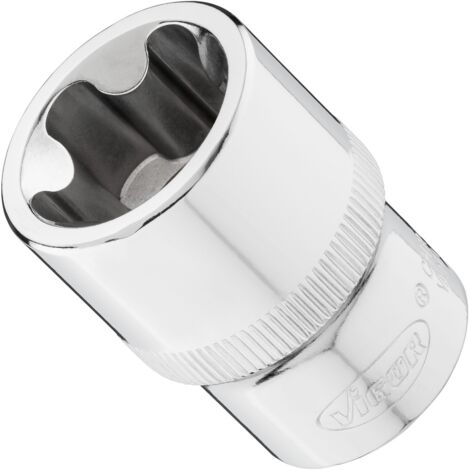 VIGOR Steckschlüsseleinsatz, 1/2 (12,5 mm) Vierkant hohl, Außenprofil mit 5 abgerundeten Flanken (TORX-ähnlich), SW E24+ (1/2)