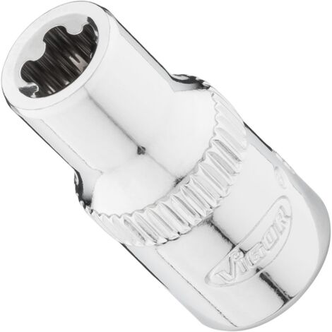 VIGOR Steckschlüsseleinsatz, 1/4 (6,3 mm) Vierkant hohl, Außenprofil mit 5 abgerundeten Flanken (TORX-ähnlich), SW E7+ (1/2)