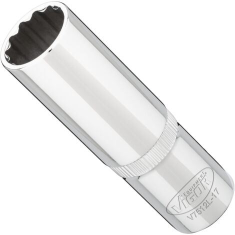VIGOR Steckschlüsseleinsatz, lang, 1/2 (12,5 mm) Vierkant hohl, Außen Doppelsechskant Profil, SW 17 mm (1/3)