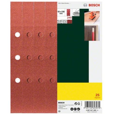 Bosch Schleifblatt-Set für Schwingschleifer 25tlg. 8 Löcher (B+D) 93 x 230 mm 240 - 2607017108