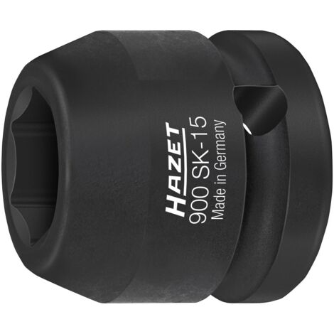 Hazet Schlag-Maschinenschrauber Steckschlüsseleinsatz 900SK-15, 1/2 (12,5 mm) Vierkant hohl, Außen Sechskant-Tractionsprofil, SW 15 mm (1/2)