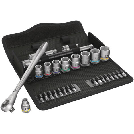 Wera 8100 SB 10 Zyklop Metal-Knarrensatz, Durchsteckvierkant, 3/8-Antrieb, zöllig, 29-tlg.