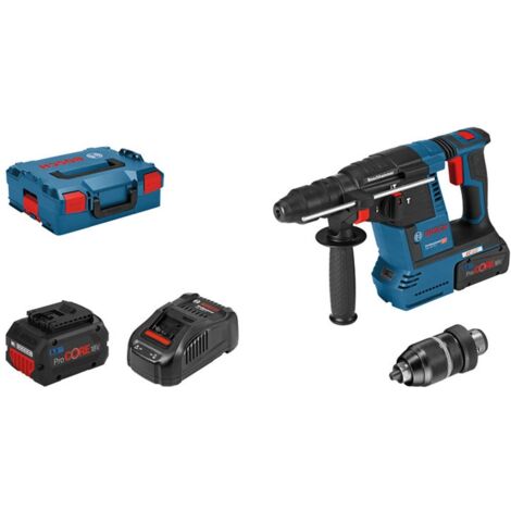 Bosch Akku-Bohrhammer GBH 18V-26 F, SDS-plus, incl. 2x Akku ProCORE 5,5 Ah, Schnellladegerät, Zubehör, L-BOXX