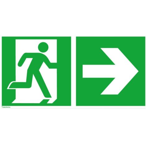 SafetyMarking Fluchtwegschild Folie B300xH150 mm Notausgang rechts mit Pfeil rechts (1/4)