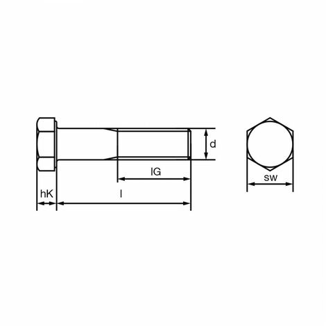 DIN 931 Sechskantschraube mit Schaft M 18 x 100 A2 blank (1/2)