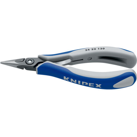 KNIPEX 34 22 130 Präzisions-Elektronik-Greifzange mit Mehrkomponenten-Hüllen brüniert 130 mm