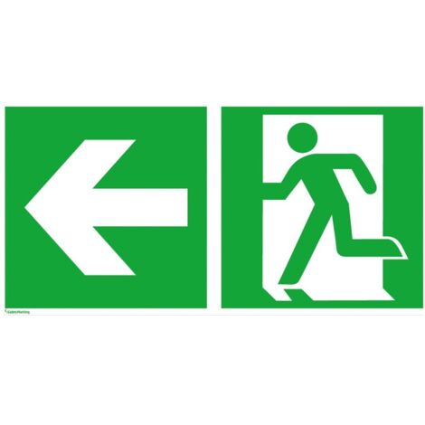 SafetyMarking Fluchtwegschild Folie B300xH150 mm Notausgang links mit Pfeil links (1/4)