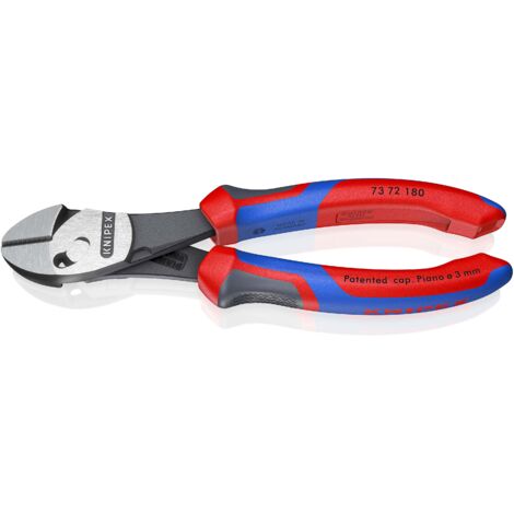 KNIPEX 73 72 180 TwinForce® Hochleistungs-Seitenschneider mit Mehrkomponenten-Hüllen schwarz atramentiert 180 mm
