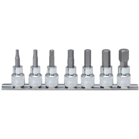 KS Tools 1/4 CHROMEplus Bit-Stecknuss-Satz Innensechskant, 7-tlg.2,5-8 mm (1/2)