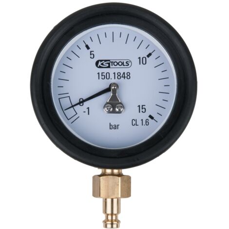 KS Tools Manometer 1,0 - 15,0 bar inkl. Anschlussnippel und Schutzkappe (1/2)