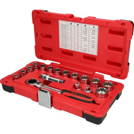 KS Tools 3/8+1/2 TRIPLEplus Durchgangs-Steckschlüssel-Satz, 17-tlg (1/5)