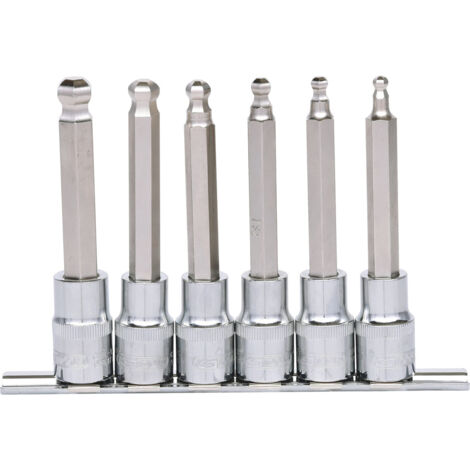 KS Tools 1/2 CHROMEplus Bit-Stecknuss-Satz Innen6kant, Kugelkopf, 6-tlg.lang, 5-12 mm (1/4)