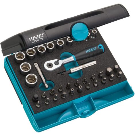 Hazet Steckschlüssel Satz 1/4 (6,3 mm) Vierkant hohl, 1/4 (6,3 mm) Sechskant massiv, Außen Sechskant-Tractionsprofil, Schlitz, Kreuzschlitz PH, Pozi (1/5)