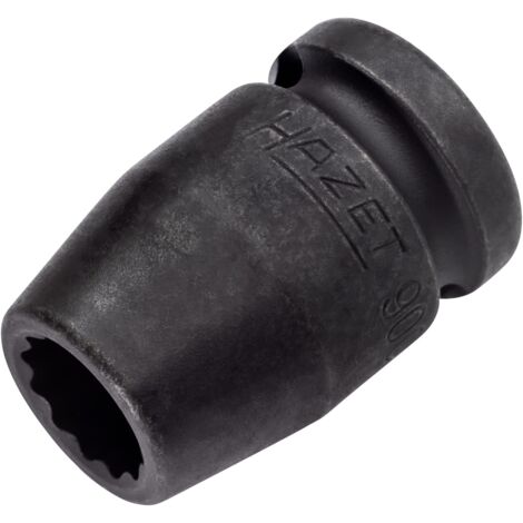 Hazet Schlag-Maschinenschrauber Steckschlüsseleinsatz 900SZ-12, 1/2 (12,5 mm) Vierkant hohl, Außen Doppelsechskant-Tractionsprofil, SW 12 mm (1/4)