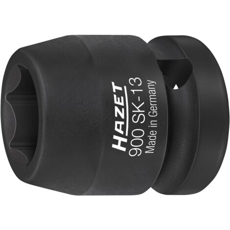 Hazet Schlag-Maschinenschrauber Steckschlüsseleinsatz 900SK-13, 1/2 (12,5 mm) Vierkant hohl, Außen Sechskant-Tractionsprofil, SW 13 mm (1/4)