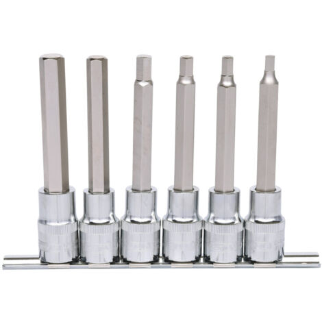 KS Tools 1/2 CHROMEplus Bit-Stecknuss-Satz Innensechskant, 6-tlg. 5-12 mm,lang (1/4)