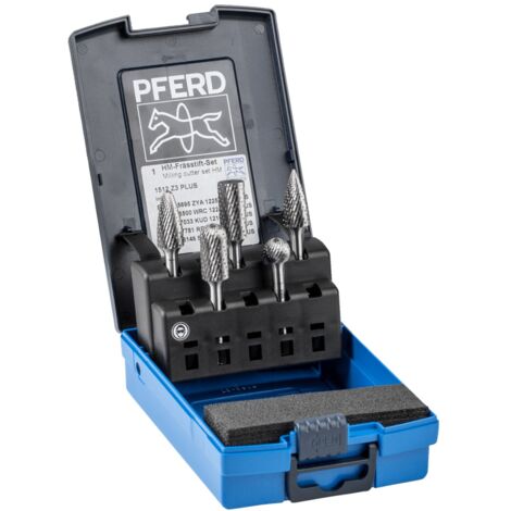 PFERD TOOLS Hartmetall Frässtift Set 1512 Zahnung 3 PLUS 5-tlg. Schaft-Ø 6 mm univ. mittel kreuzverzahnt (1/4)