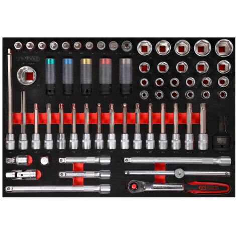 KS-Tools 811.0064 1/2'' Bit-Stecknuss-Satz in Scha umstoffeinlage, 64-tlg (1/3)