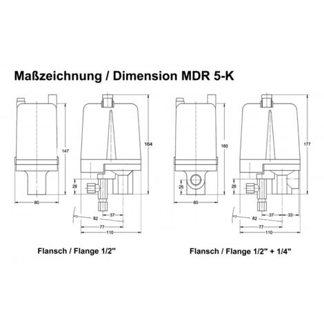 Riegler Kompressoren Druckschalter, m. Entlastungsventil, G 1/2, 2-11 bar