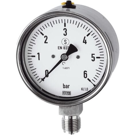 Riegler Manometer, CrNi-Stahl, Sicherh., G 1/4 radial unten, 0-40,0 bar, Ø 63 (1/2)