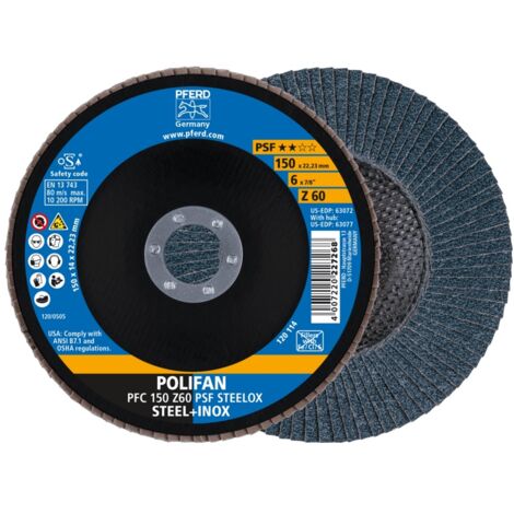 PFERD Waaierschijf Polifan 5 stuks | 125 mm, Z 120, conisch, PSF STEELOX | 69398195 - voor staal en roestvrij staal (inox