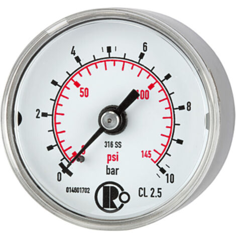 Riegler Standardmanometer, CrNi-Stahl, G 1/4 hinten zentr., 0 - 1,0 bar, Ø 50 (1/2)