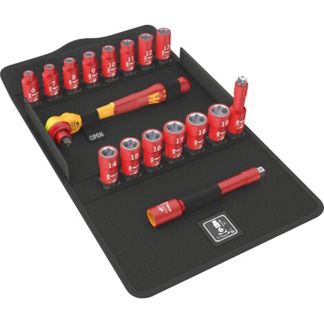 Steckschlüsselsatz 8100 SB VDE 1 Zyklop 17-tlg.3/8 Zoll SW 6-19mm Z.80 6KT WERA