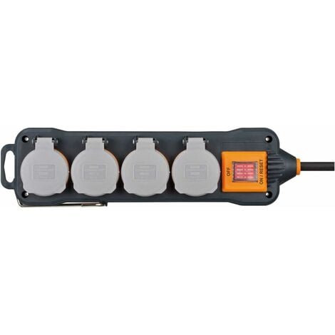Brennenstuhl professionalLINE Steckdosenblock IP54 / Steckdosenverteiler  4-fach, 8m Kabel, ständiger Einsatz im Freien
