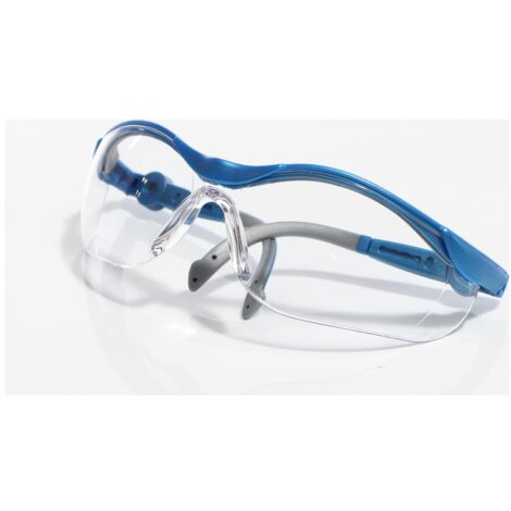 ELMAG Schutzbrille farblos blau/grau, PC2mm kratzfest & antifog Bügel in Länge & Neigung verstellbar (1/3)