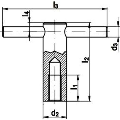 Reidl DIN 6305 Knebelmutter mit festem Knebel M 12, 5 / 5 Au (Stahl - gedreht) brüniert (1/2)