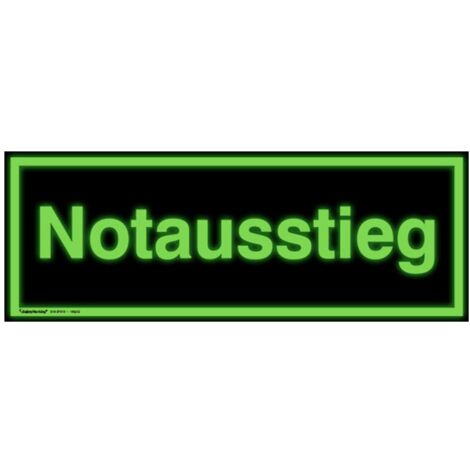 SafetyMarking Fluchtwegschild Alu B300xH105 mm Notausstieg langnachleuchtend (1/4)