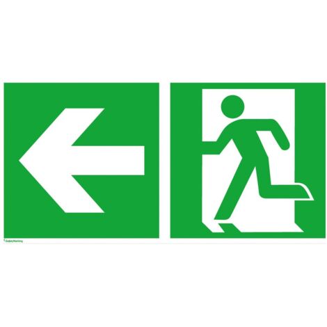SafetyMarking Fluchtwegschild Alu B400xH200 mm Notausgang links mit Pfeil links (1/4)