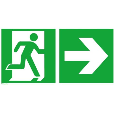 SafetyMarking Fluchtwegschild Alu B400xH200 mm Notausgang rechts mit Pfeil rechts (1/4)