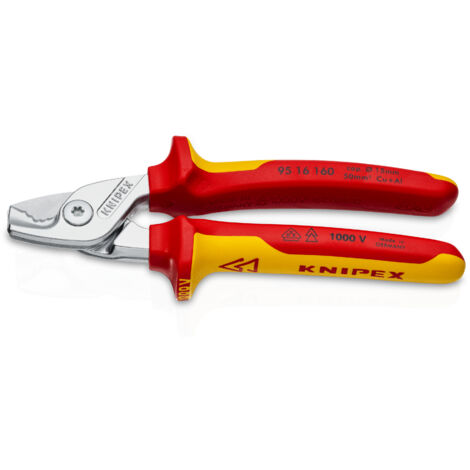 KNIPEX 95 16 160 StepCut® Kabelschere isoliert mit Mehrkomponenten-Hüllen, VDE-geprüft verchromt 160 mm (1/10)