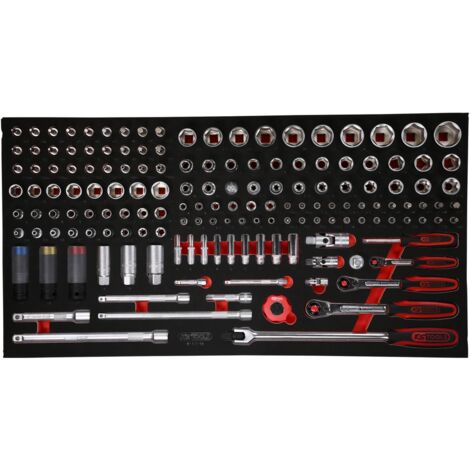 KS Tools 1/4 + 3/8 + 1/2 Steckschlüssel-Satz in Schaumstoffeinlage, 156-tlg. (1/3)