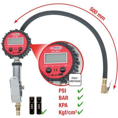 KS Tools Digitaler Druckluft-Reifenfüllmesser,0-14bar (1/5)
