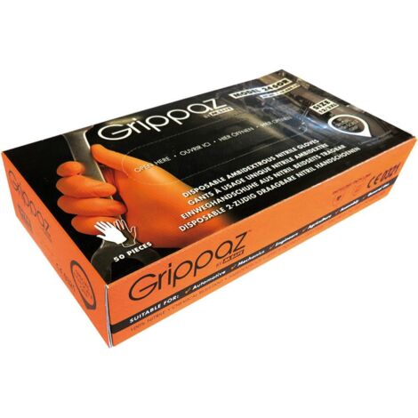 Einweghandschuh Grippaz NBR Gr. 9 schwarz, Box a 50 Stück