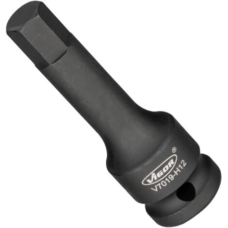 VIGOR Schlagschrauber Schraubendrehereinsatz, 1/2 (12,5 mm) Vierkant hohl, Innen Sechskant Profil, SW 12 mm (1/2)