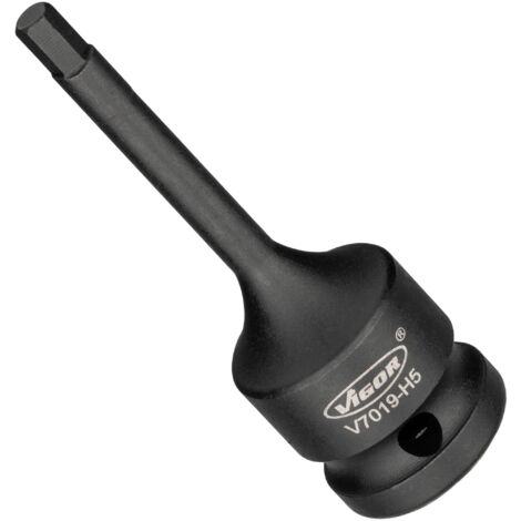 VIGOR Schlagschrauber Schraubendrehereinsatz, 1/2 (12,5 mm) Vierkant hohl, Innen Sechskant Profil, SW 5 mm (1/2)