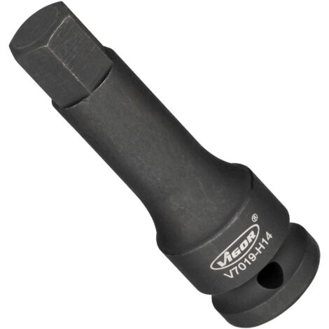VIGOR Schlagschrauber Schraubendrehereinsatz, 1/2 (12,5 mm) Vierkant hohl, Innen Sechskant Profil, SW 14 mm (1/2)