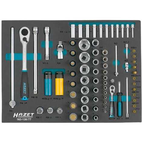 Hazet Steckschlüssel Satz 1/2 (12,5 mm) Vierkant hohl, 1/4 (6,3 mm) Vierkant hohl, Außen Sechskant-Tractionsprofil, Innen Sechskant, Innen TX, Kreuz