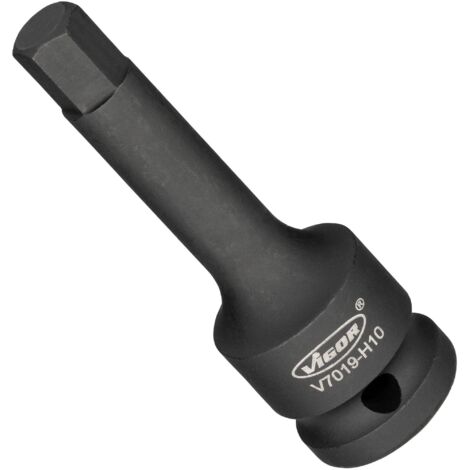 VIGOR Schlagschrauber Schraubendrehereinsatz, 1/2 (12,5 mm) Vierkant hohl, Innen Sechskant Profil, SW 10 mm (1/2)