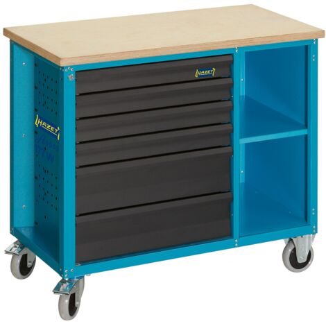 Hazet Fahrbare Werkbank, Schubladen, flach: 4 x 79 x 527 x 348 mm, Schubladen, hoch: 2 x 164 x 527 x 348 mm
