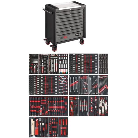 VIGOR Werkstattwagen Series XL, Edelstahl-Arbeitsplatte, mit Sortiment, 514-tlg., Anzahl Werkzeuge: 514