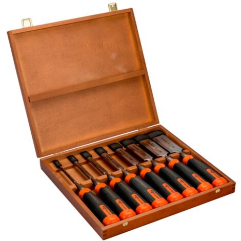 Bahco ERGO Stechbeitel-Satz, 8-tlg., 6,10,12,16,18,25,32,38 mm, in Holzkiste