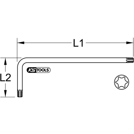 KS Tools Kugelkopf-Torx-Winkelstiftschlüssel, XL, T80, Gelb - 151.4283 (1/2)