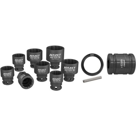 Hazet Schlag-Maschinenschrauber Steckschlüssel Satz 900SZ6/11, 1/2 (12,5 mm) Vierkant hohl, 24 mm Außen-Sechskant, Außen Doppelsechskant-Tractionspro (1/5)